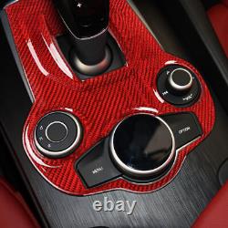 Red For Alfa Romeo Giulia Stelvio 2017-2019 Carbon Fiber Gear Shift Panel Trim