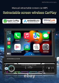 Single 1 Din 7in Car Stereo Radio Touch Screen Bluetooth MP5 Player CarPlay FM