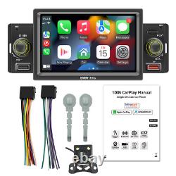 Single 1DIN 5in Touch Screen Car Stereo Radio Apple CarPlay Bluetooth WithRear Cam