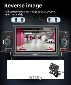 Single 1DIN 5in Touch Screen Car Stereo Radio Apple CarPlay Bluetooth WithRear Cam