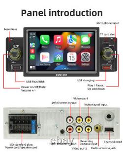 Single 1DIN 5in Touch Screen Car Stereo Radio Apple CarPlay Bluetooth WithRear Cam