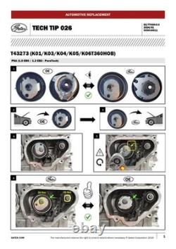 Timing Belt Kit with Water Pump & Auxiliary Belt Fits Citroën C4 Cactus Gates