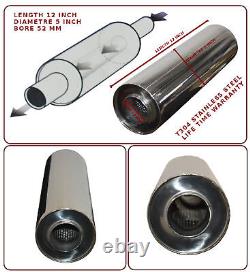 UNIVERSAL T304 STAINLESS STEEL EXHAUST PERFORMANCE SILENCER 12x5x 52MM- ALR