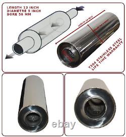 UNIVERSAL T304 STAINLESS STEEL EXHAUST PERFORMANCE SILENCER 12x5x 58MM- ALR