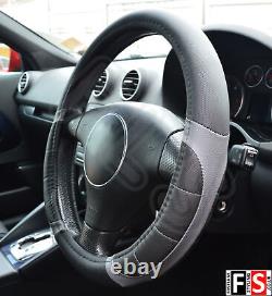 Universal Steering Wheel Cover Faux Leather Black/grey 37 To 39cm-alr