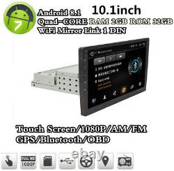 1 Din 10.1inch Réglable Ram Android 8.1 2 Go Rom 32go Car Stereo Radio Wifi Gps