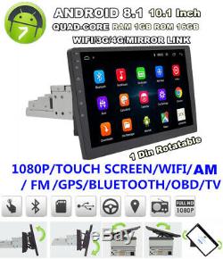 1 Din Rotatif Android 8.1 10.1 '' Car Stereo Radio Gps Wifi 3g 4g Bt Mp5
