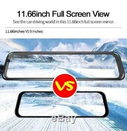 2-lens 12 '' Caméra Dash Dvr Voiture Android Gps 4g Wifi Adas Rearview Mirror 2g + 32g