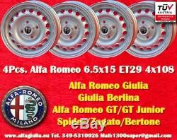 4 Cerchi Alfa Romeo Giulia Gt 6.5x15 Et29 Gta Roues Felgen Llantas De Tuv