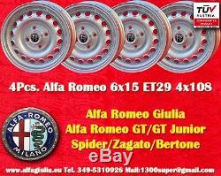 4 Cerchi Alfa Romeo Giulia Gt 6x15 Et28.5 Gta Roues Felgen Llantas De Tuv