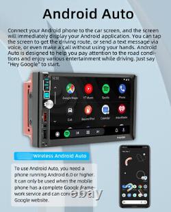 7 pouces Double 2 Din Radio stéréo de voiture sans fil Android Auto CarPlay USB avec caméra