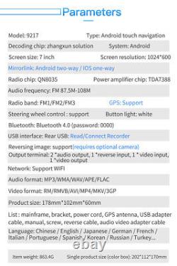 7 pouces Double DIN Android 8.1 Autoradio Stéréo Bluetooth USB GPS MP5 Player avec Caméra