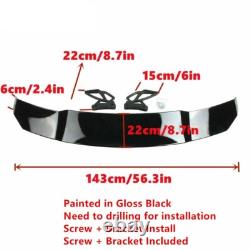 Aileron de coffre de course style GT universel noir brillant 143x22 cm