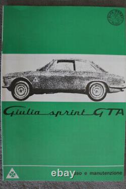 Alfa Romeo Giulia Sprint Gta Uso E Manutenzione Top Juni 1965 Italienisch