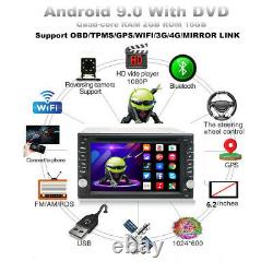 Android 9.0 2din 6.2 Lecteur DVD De Voiture De Navigation Gps Bt Stereo Radio Miroir Lien
