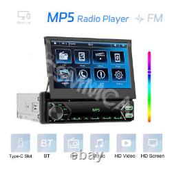 Autoradio simple DIN avec écran tactile HD de 7 pouces, lecteur MP5, radio FM, USB et fonction Mirror Link.