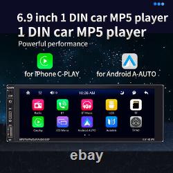 Autoradio stéréo de voiture à écran tactile avec lecteur MP5, simple DIN, Carplay, FM, USB, Bluetooth