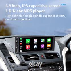 Autoradio stéréo de voiture à écran tactile avec lecteur MP5, simple DIN, Carplay, FM, USB, Bluetooth