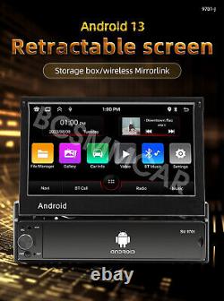 Autoradio stéréo pour voiture à écran rétractable, sans fil, compatible Android Auto CarPlay WiFi GPS