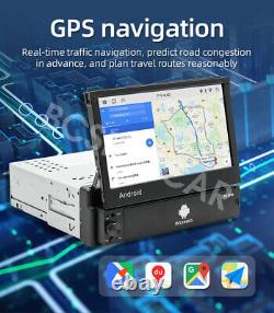 Autoradio stéréo pour voiture à écran rétractable, sans fil, compatible Android Auto CarPlay WiFi GPS