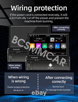 Autoradio stéréo pour voiture à écran rétractable, sans fil, compatible Android Auto CarPlay WiFi GPS