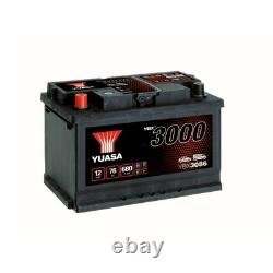 Batterie de voiture YUASA 12V 76Ah 680A B3 T1 Démarreur SMF Compatible avec Chrysler Voyager 3.8 AWD