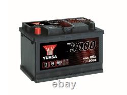 Batterie de voiture YUASA 12V 76Ah 680A B3 T1 Démarreur SMF Compatible avec Chrysler Voyager 3.8 AWD