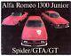 Brochure De Vente Sur Le Marché Britannique De L'alfa Romeo Giulia 1300 Junior Gt Spider Gta 1969-70