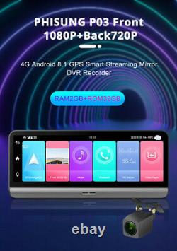Console Centrale Double Objectif Dash Caméra Wifi Dvr Gps 2+32g Enregistreur 8in Android 8.1