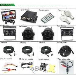 Dc12-24v 4ch Dvr Video Recorder Box + 4night Vision Caméras Hd + 7 Moniteur Voiture Suv