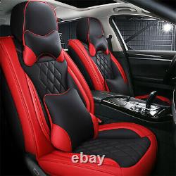 Full Set 5d Surrounded Car Seat Cover Luxury Pu Leather Seat Coussins Noir/rouge