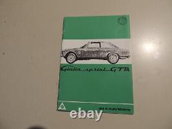 Instructions d'utilisation et d'entretien de l'Alfa Romeo Giulia Sprint GTA d'occasion 06.1965