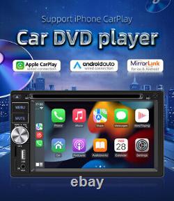 Lecteur DVD Double Din pour Apple Carplay Android Auto 6.2 pouces Lecteur MP5 AUX FM AM