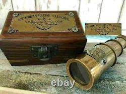 Lot de 20 pièces de télescope maritime victorien en laiton avec boîte en bois