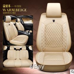 Luxe Respirant En Cuir Pu Siège D'auto Housse De Coussin Chaud Beige Ensemble Complet Covers