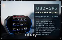 Obd2+gps Hud Smart Gauge Head Up Display Voiture Omomètre Numérique Alarme Température De L'eau