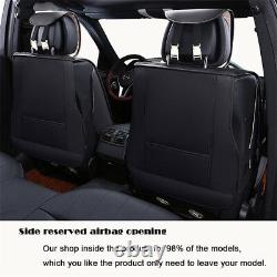 Pu Leather Car 5-seat Seat Covers Protector Cushion Durable Wear Resistant Black