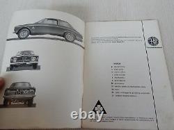 Raro Manuale Uso Manutenzione Alfa Romeo Giulia Originale Sprint 1600 Gta 1965