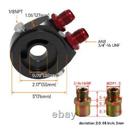 Refroidisseur d'huile de moteur 25 rangées AN8 avec support + adaptateur de filtre 3/16 et M20 avec tuyau de ligne