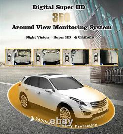 Voiture 360° 3d Panoramique Caméra Oiseaux Oiseaux Surround Vue Parking Moniteur Système Dvr